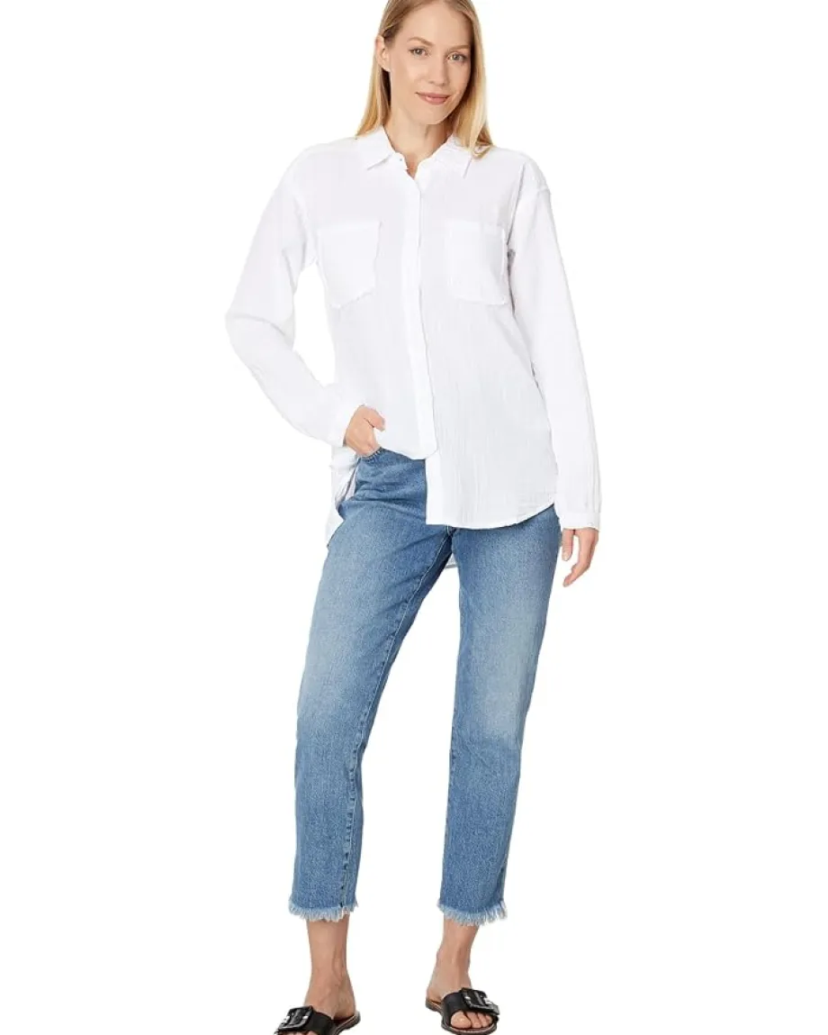 Mod-o-doc Long Sleeve Button-Up Shirt White Online