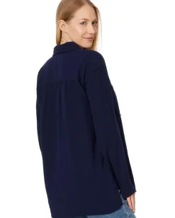 Mod-o-doc Long Sleeve Button-Up Shirt Navy Licorice Outlet