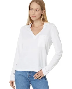 Women Lilla P Long Sleeve Collared V-Neck