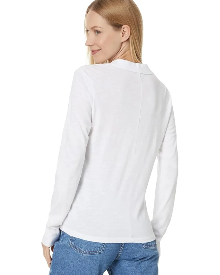 Women Lilla P Long Sleeve Collared V-Neck