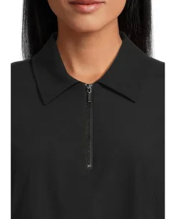 Women Liverpool Los Angeles Long Sleeve Collared Zip Front Knit Shirt