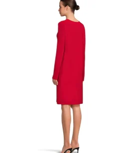 Women Norma Kamali Long Sleeve Crew Dress To Knee