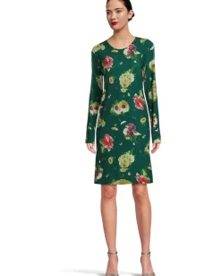 Women Norma Kamali Long Sleeve Crew Dress To Knee