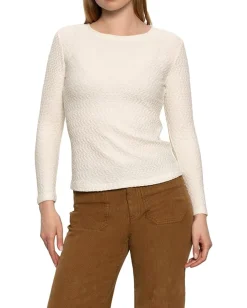 Sanctuary Long Sleeve Crew Lace Tee Chalk New