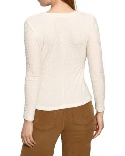 Sanctuary Long Sleeve Crew Lace Tee Chalk New