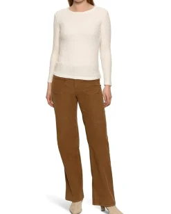 Sanctuary Long Sleeve Crew Lace Tee Chalk New