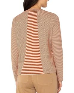 Women Liverpool Los Angeles Long Sleeve Crew Neck Knit Top with Seaming