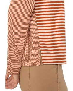 Women Liverpool Los Angeles Long Sleeve Crew Neck Knit Top with Seaming