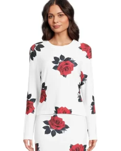 Women Norma Kamali Long Sleeve Crew Top Shorts