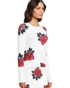 Women Norma Kamali Long Sleeve Crew Top Shorts