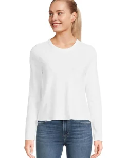 Lilla P Long Sleeve Cropped Tee White New