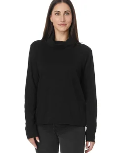 Mod-o-doc Long Sleeve Draped Turtle Neck Top Black Best