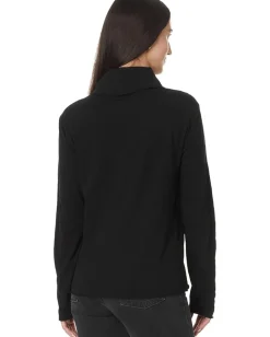 Mod-o-doc Long Sleeve Draped Turtle Neck Top Black Best