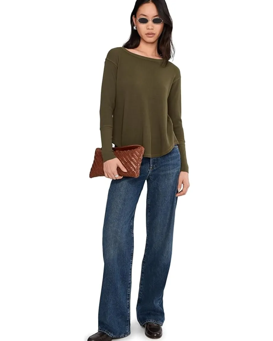 Mod-o-doc Long Sleeve Dropped Armhole Oversized Top Fern Outlet