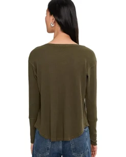 Mod-o-doc Long Sleeve Dropped Armhole Oversized Top Fern Outlet