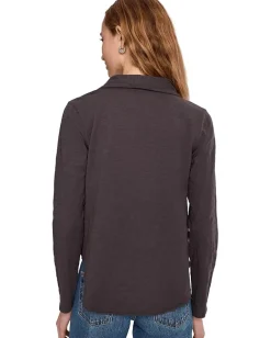 Mod-o-doc Long Sleeve Easy Polo Tee Washed Ebony Clearance