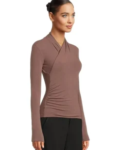 Vince Long Sleeve Fixed Wrap Top Smoky Berry Best