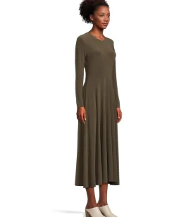 Women Norma Kamali Long Sleeve Flared Dress
