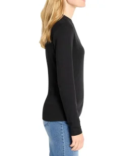 NIC+ZOE Long Sleeve Henley Tee Black Onyx Outlet