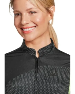 Jamie Sadock Long Sleeve Honey Comb 1/4 Zip Top Black Lime Hot