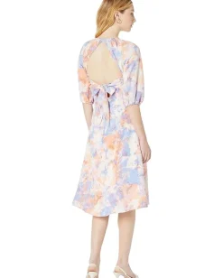 BCBGeneration Long Sleeve Midi Dress V1VX1D19 Abstract Tie-Dye Hot