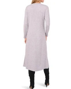 Vince Camuto Long Sleeve Midi Dress With Rib Trim Light Heather Grey Online