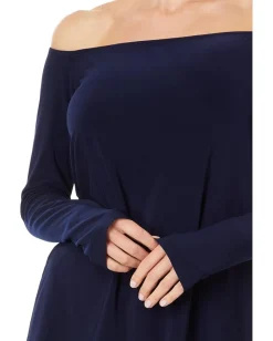 Norma Kamali Long Sleeve Off Shoulder Top True Navy Sale