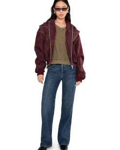 Women Mod-o-doc Long Sleeve Open V-neck Waffle Top