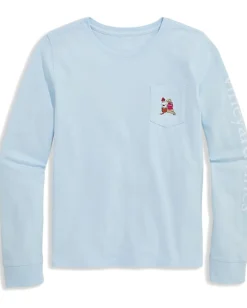 Vineyard Vines Kids Long Sleeve Pocket Tee (Toddler/Little Kid/Big Kid) Ice Water 1 Sale