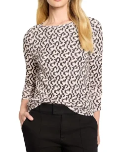 NIC+ZOE Long Sleeve Printed Boat Tee Neutral Multi Outlet