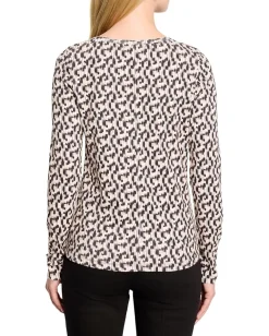 NIC+ZOE Long Sleeve Printed Boat Tee Neutral Multi Outlet