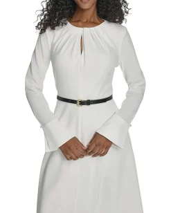 Women Calvin Klein Long Sleeve Scuba Crepe Belted Alne