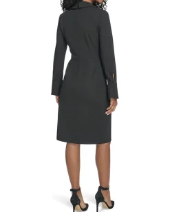 Women Calvin Klein Long Sleeve Scuba Crepe Twist Front Sheath