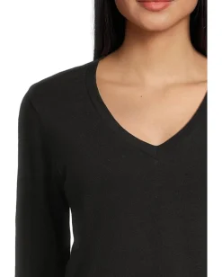 Women Lilla P Long Sleeve Self Trim V-neck