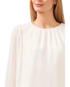 CeCe Long Sleeve Smocked Cuff Ruffle Blouse New Ivory Online