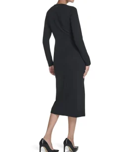 Women Calvin Klein Long Sleeve Solid Rouched Midi