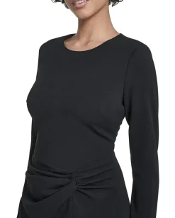 Women Calvin Klein Long Sleeve Solid Rouched Midi