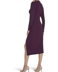 Women Calvin Klein Long Sleeve Solid Rouched Midi