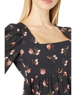 1.STATE Long Sleeve Squareneck Empire Top Romantic Blooms Best