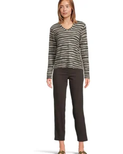 Women Elliott Lauren Long Sleeve Stripe V-neck Knit Top