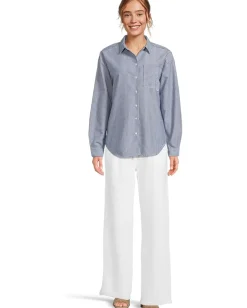 Mod-o-doc Long Sleeve Striped Oversized Shirt Ocean Stripe Best