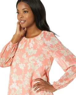 Tommy Hilfiger Long Sleeve Sussex Floral Chiffon Trapeze Bloom/Neutral New