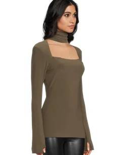 Women Norma Kamali Long Sleeve Sweetheart Turtle Top