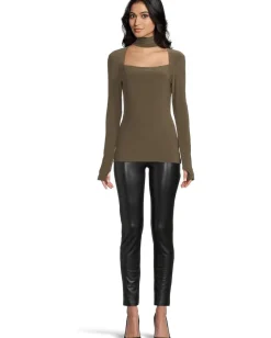 Women Norma Kamali Long Sleeve Sweetheart Turtle Top