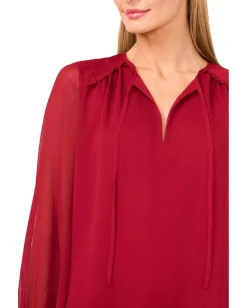 Women CeCe Long Sleeve Tie Neck Top