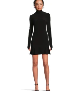 Women Norma Kamali Long Sleeve Turtle Fishtail Mini Dress