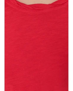 Mod-o-doc Long Sleeve Twisted Scoopneck Tee Rouge Discount