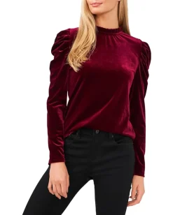 Women CeCe Long Sleeve Velvet Knit Top