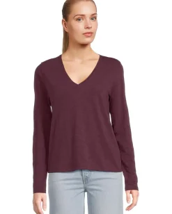 Lilla P Long Sleeve V-Neck Merlot Sale