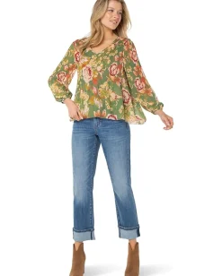 Women Liverpool Los Angeles Long Sleeve V-Neck Pleated Top